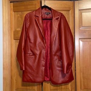Motel Rocks Red Leather Boyfriend Blazer